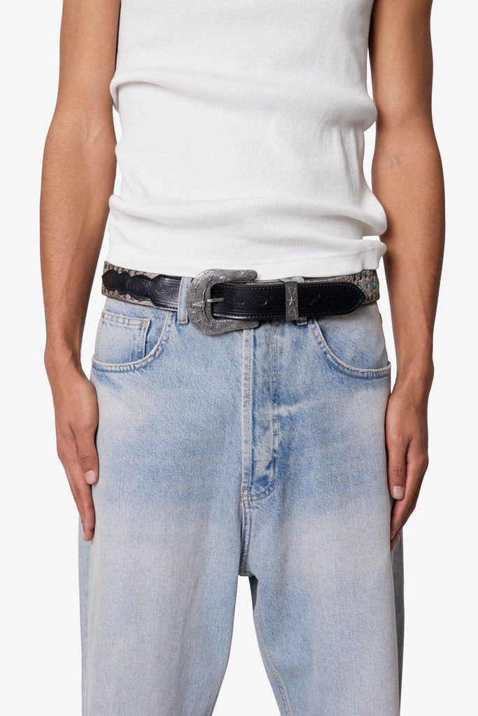 Turquoise Studded Belt - Black | mnml display picture 3