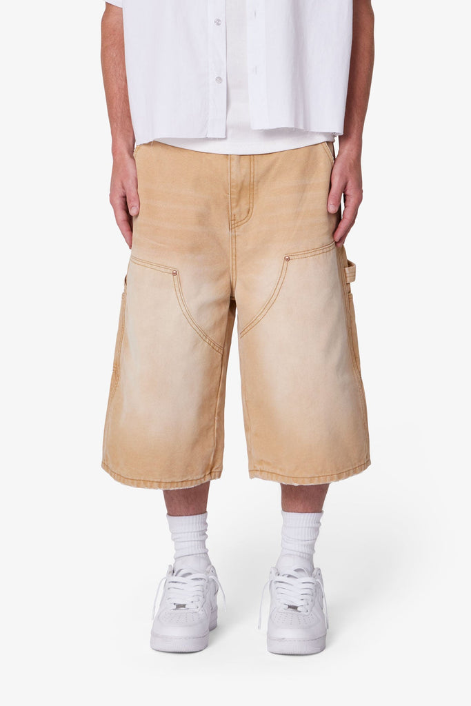 Men's Ultra Baggy Carpenter Shorts - Washed Tan / 40 | mnml Men's Ultra Baggy Carpenter Shorts - Washed Tan / 40 | mnml