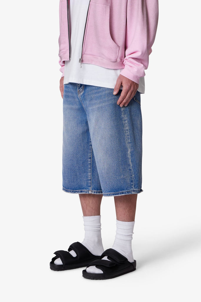 Ultra Baggy Denim Shorts - Medium Blue | mnml | shop now