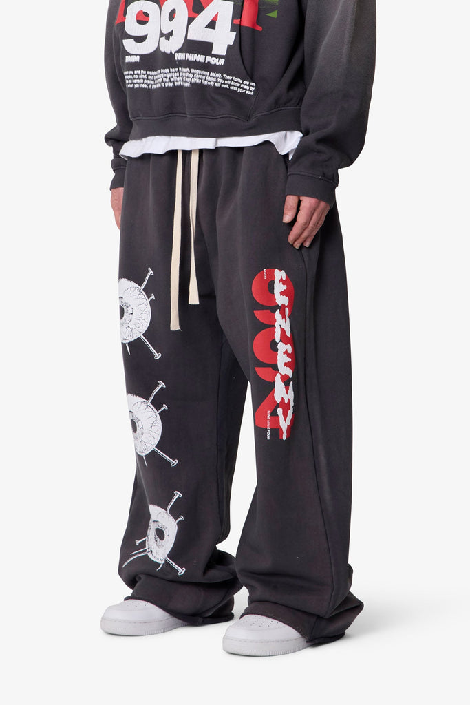 Ultra Baggy Enemy Sweatpants - Washed Black | mnml | shop now