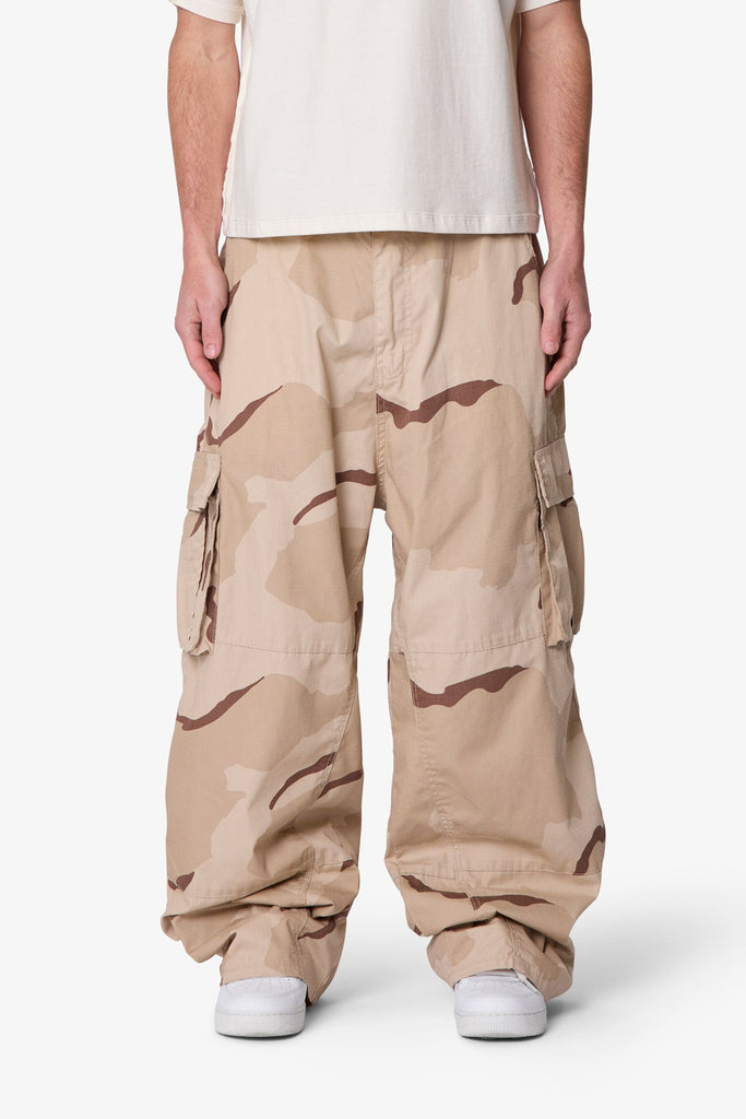 Mega Baggy Military Cargo Pants - Desert Camo | mnml