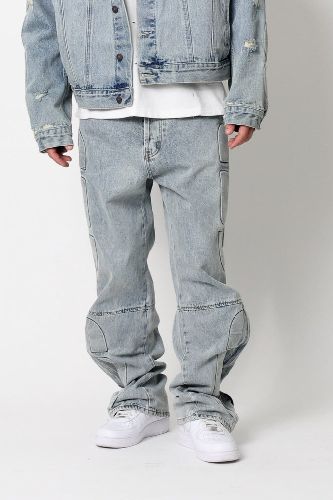 Ultra Baggy Moto Denim - Blue | mnml | shop now