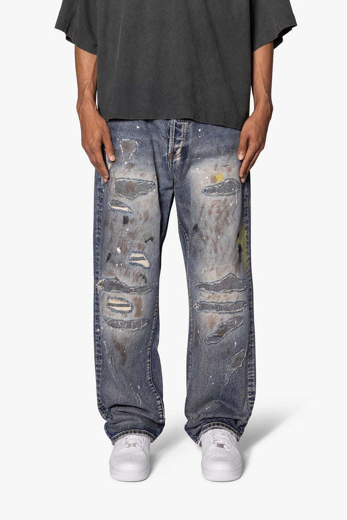 Ultra Baggy Distressed Denim - Vintage Blue | mnml | shop now