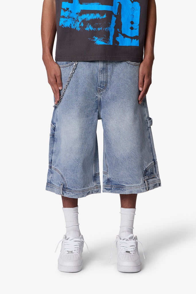 Ultra Baggy Reconstructed Denim Shorts - Blue | mnml