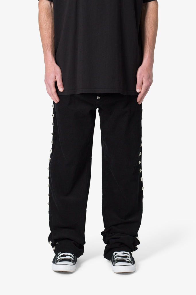 Ultra Baggy Studded Corduroy Pants Black Mnml Shop Now