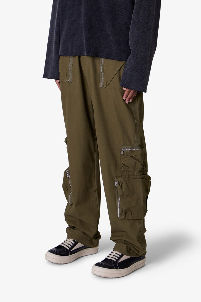 Ultra Baggy Tactical Cargo Pants Olive mnml shop now