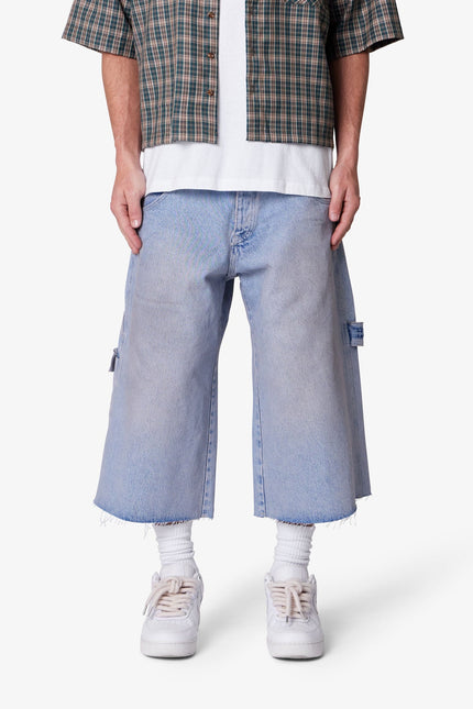 Ultra Baggy Tool Denim Shorts - Light Blue