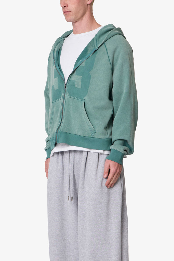 Vintage Raglan Zip Up Hoodie - Green | mnml
