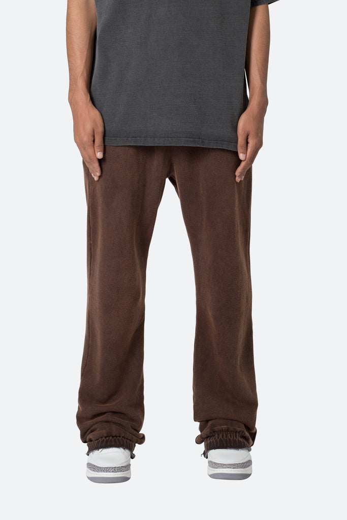 Washed Flare Sweatpants - Brown