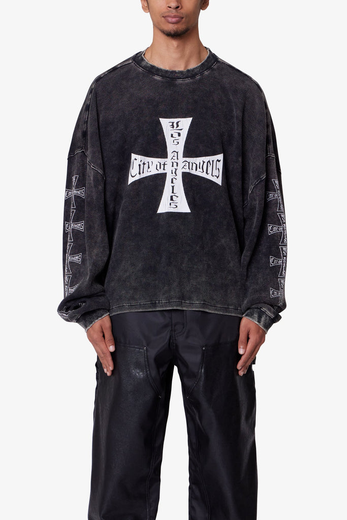 Washed LA Thermal Shirt - Washed Black | mnml