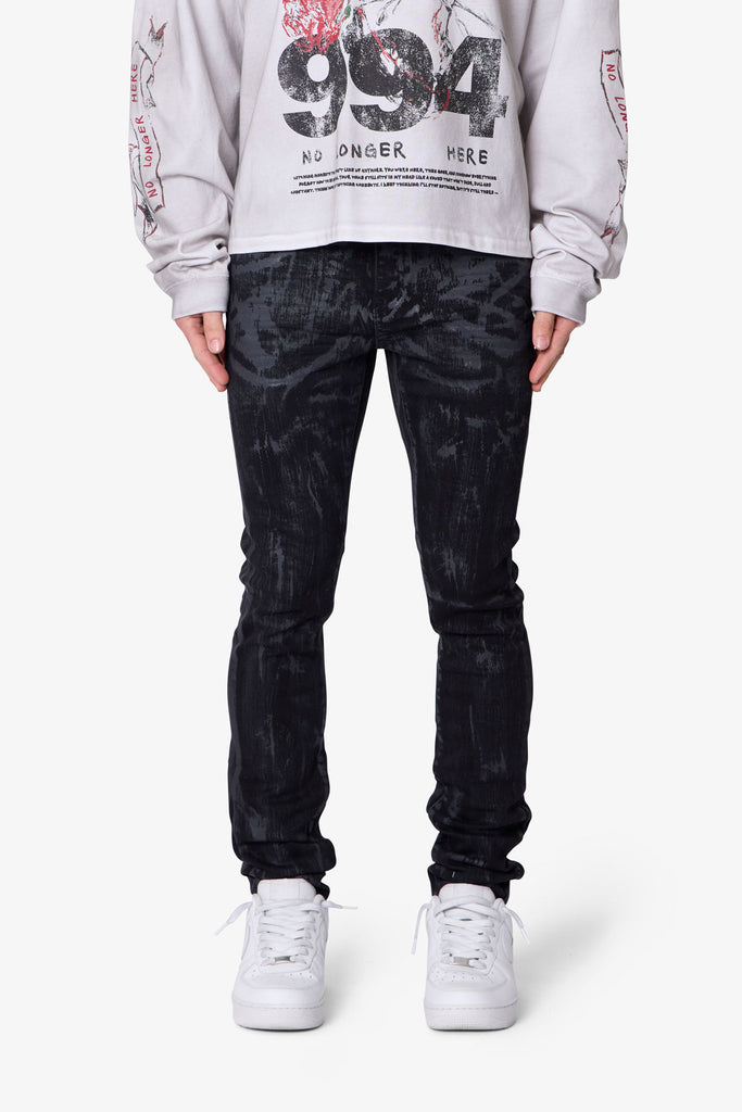 Waxed Skinny Denim - Black | mnml