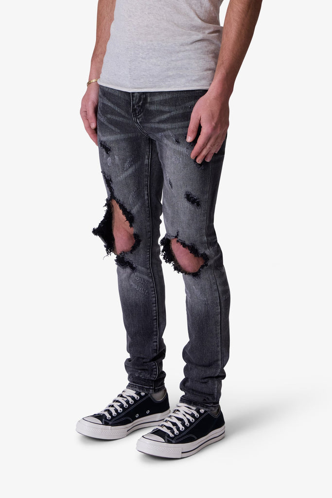 X738 Chewed Up Denim - Washed Black | mnml | shop now
