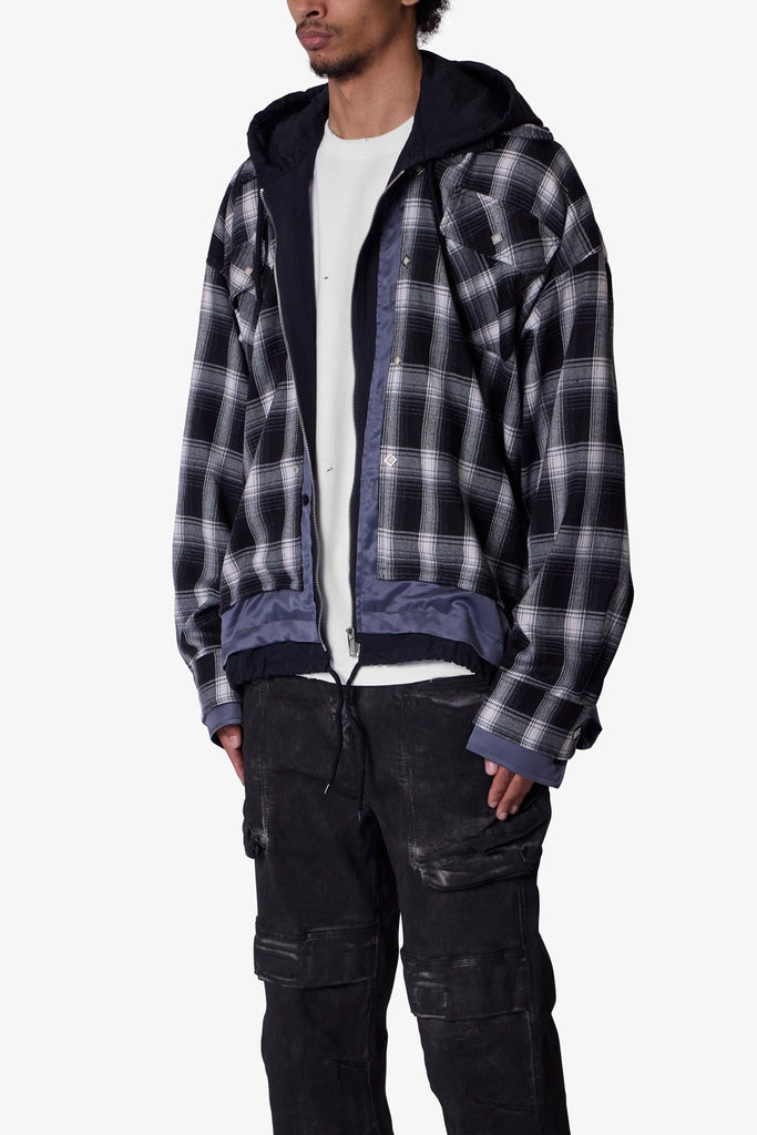 Zipped Up Flannel Jacket - Black | mnml | shop now