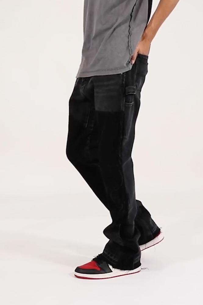 Flared Slim Jeans - Black - Men