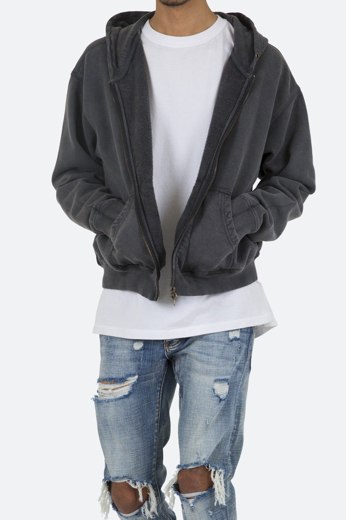 Basic Zip Up Hoodie - Vintage Black | mnml | shop now