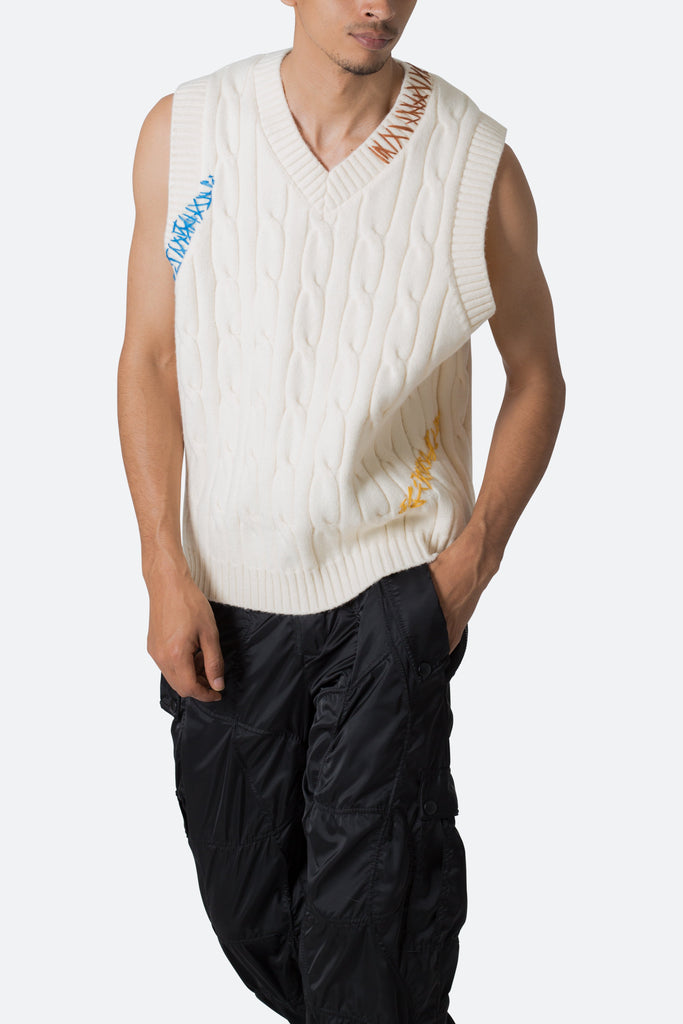 Cable Knit Vest - Off White | mnml | shop now