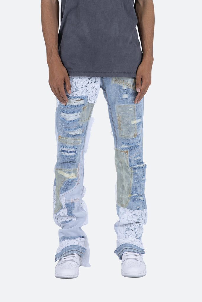 D101 Straight Denim - Blue/White