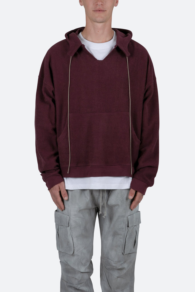 Extended Drawcord Hoodie Burgundy