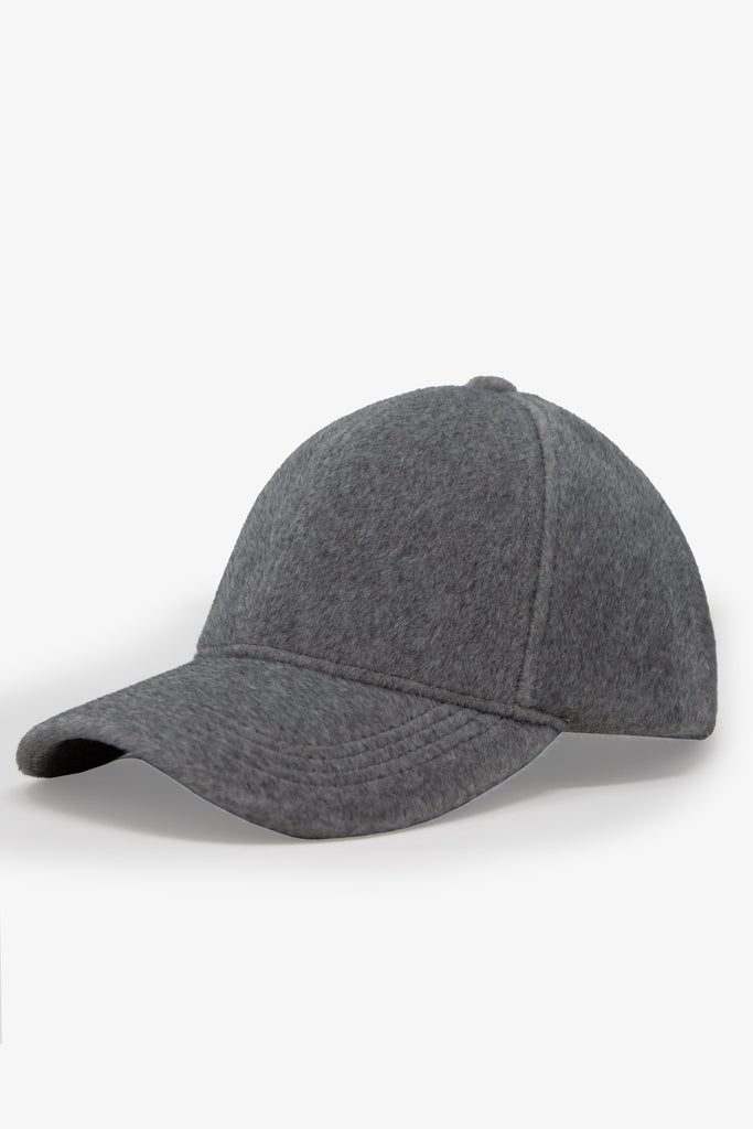 Faux Wool Baseball Hat - Grey, mnml