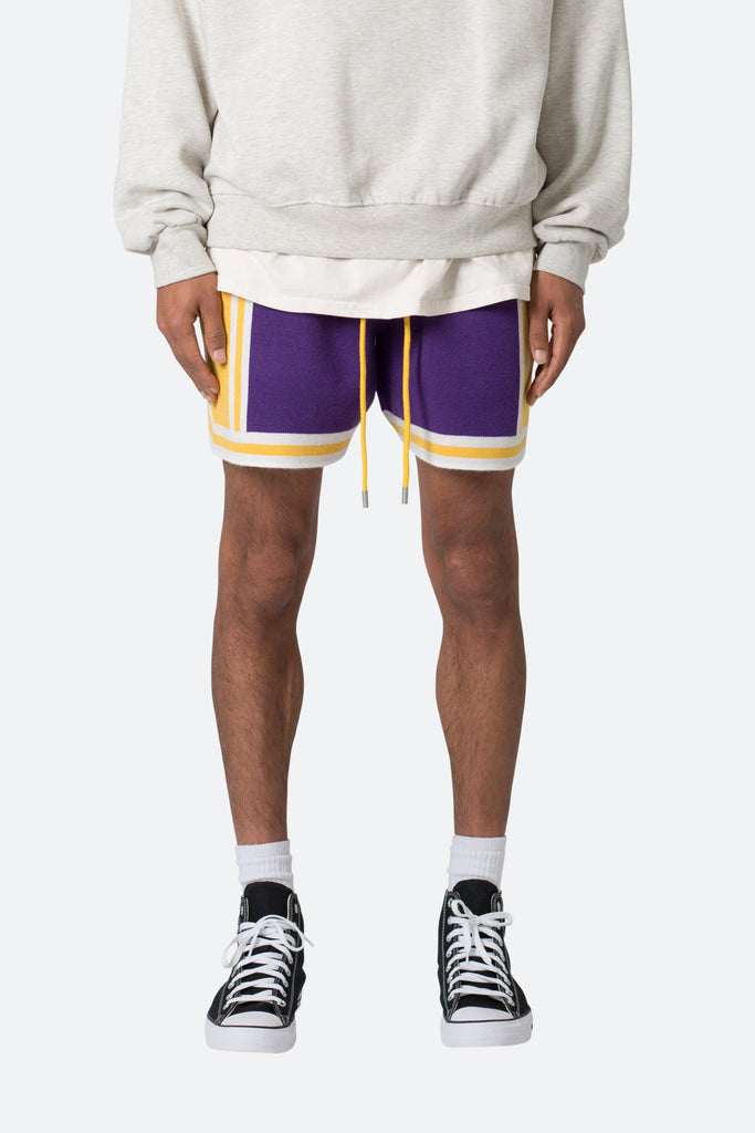 Knit Basketball Shorts - Purple/Yellow