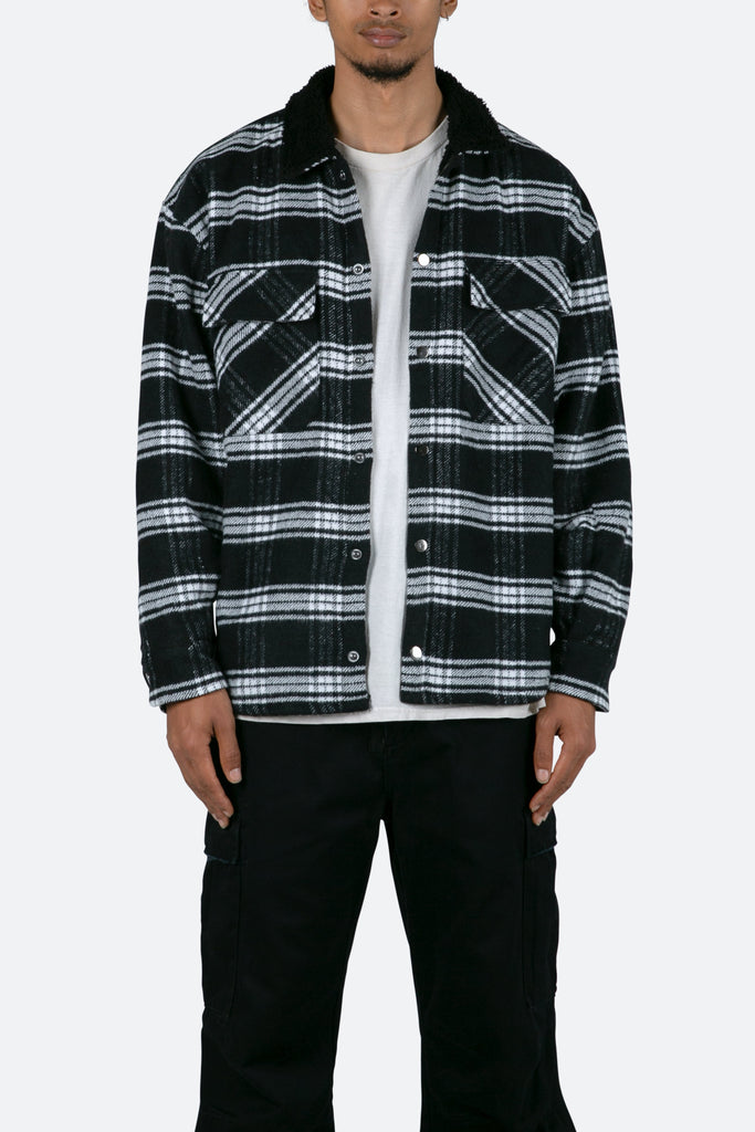 Sherpa Lined Flannel Shirt - Black/Natural