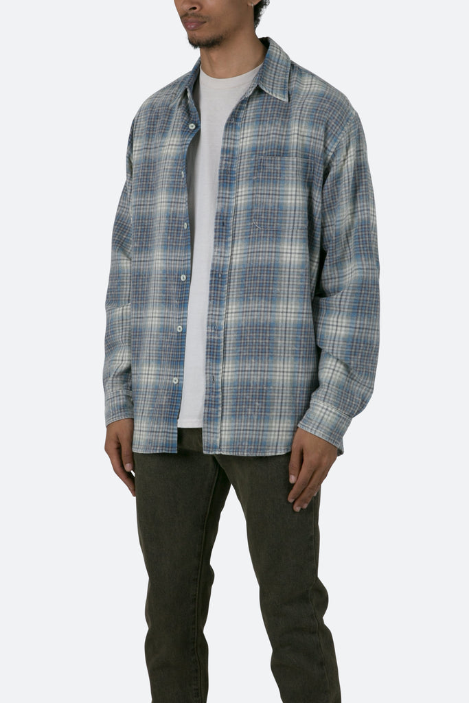 Vintage Plaid Shirt Blue White