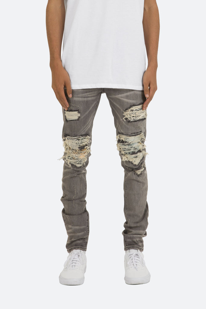 X284 Moto Skinny Denim - Grey/Blue