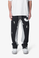 Pantalones deportivos con 3 parches en contraste - Negro lavado