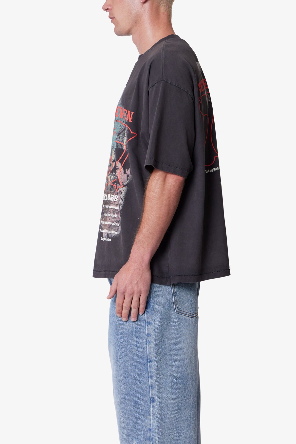 747 Printed Tee - Washed Black | mnml | shop now