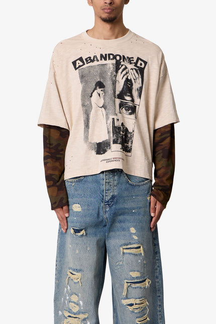 Abandoned Layered L/S Tee - Off White/Camo