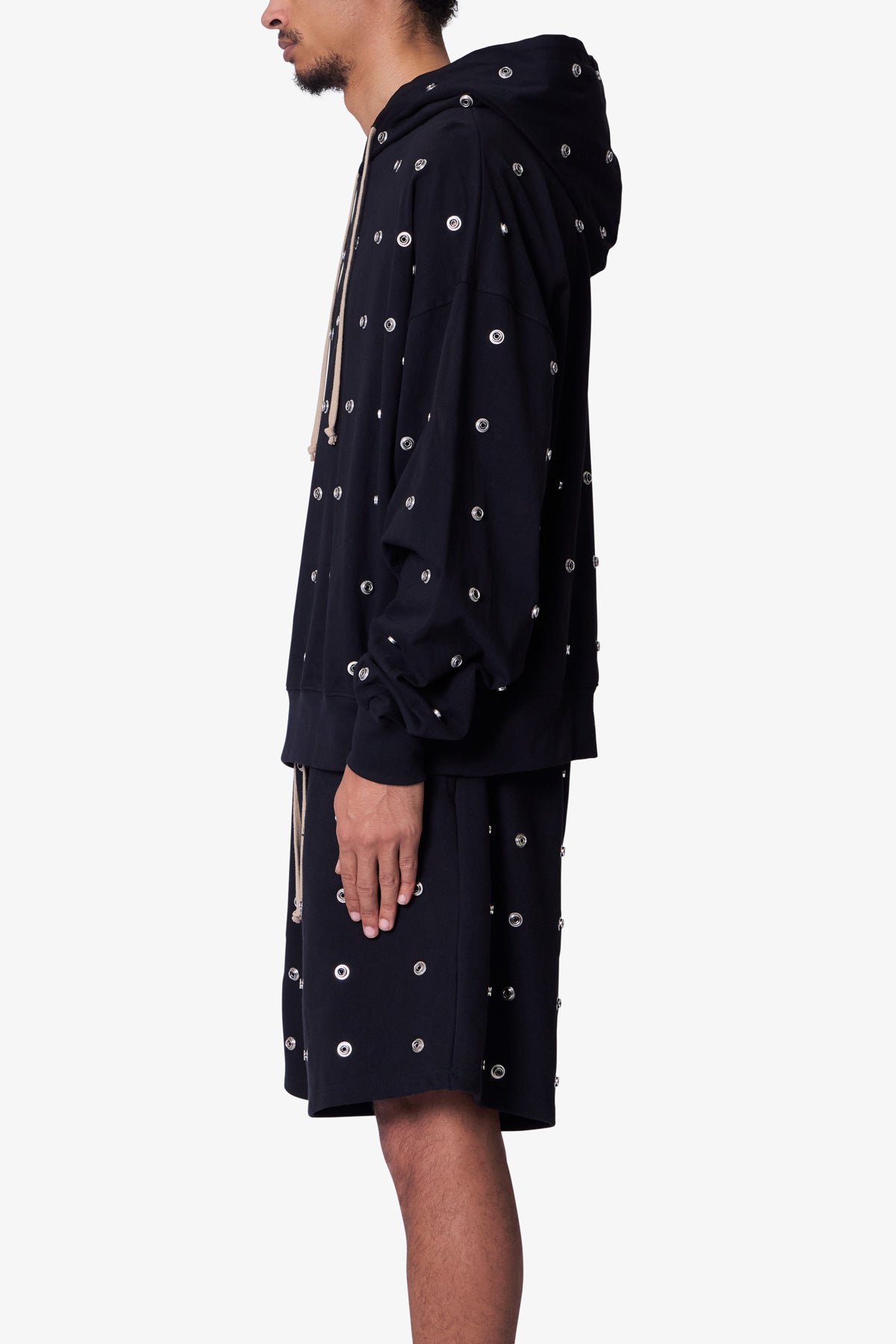 All Over Button Hoodie - Black | mnml | shop now All Over Button Hoodie - Black | mnml | shop now