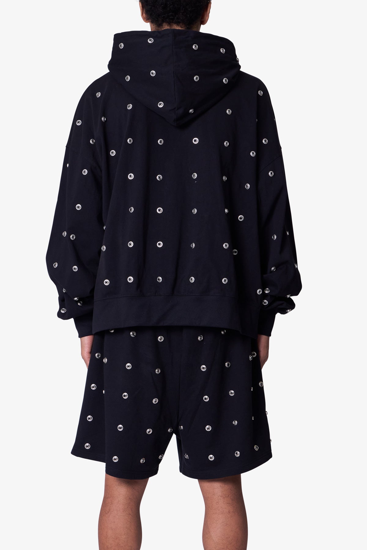 ★MNML★ ALL OVER BUTTON フーディ パーカー Black All Over Button Hoodie - Black | mnml | shop now