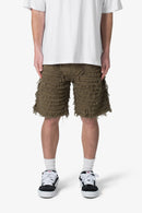 Pantalones cortos vaqueros deshilachados - Verde oliva
