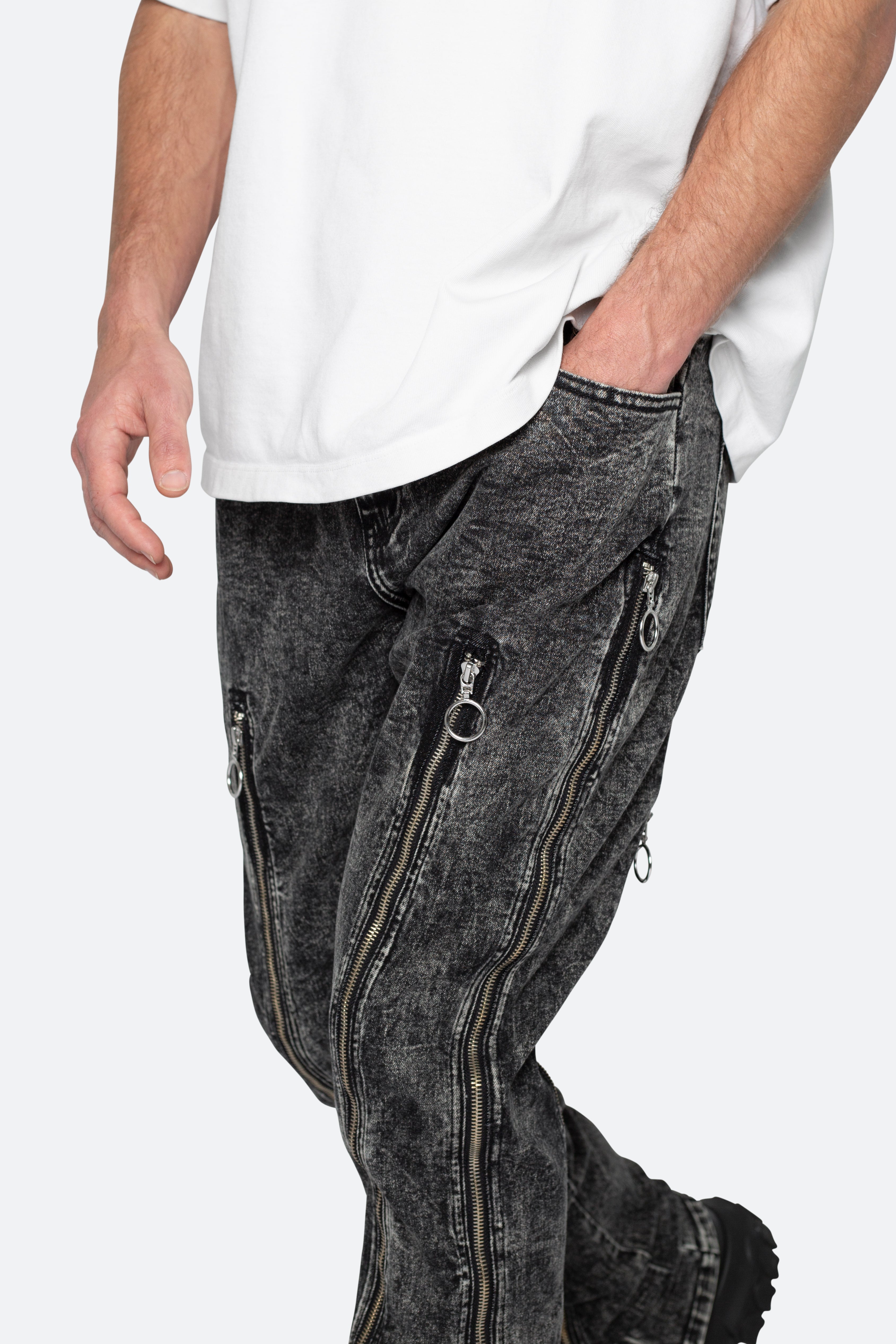 パンツ blackmeans FLARE ZIP TROUSER black 3 B571-Zipper-Flare-Pants-Washed