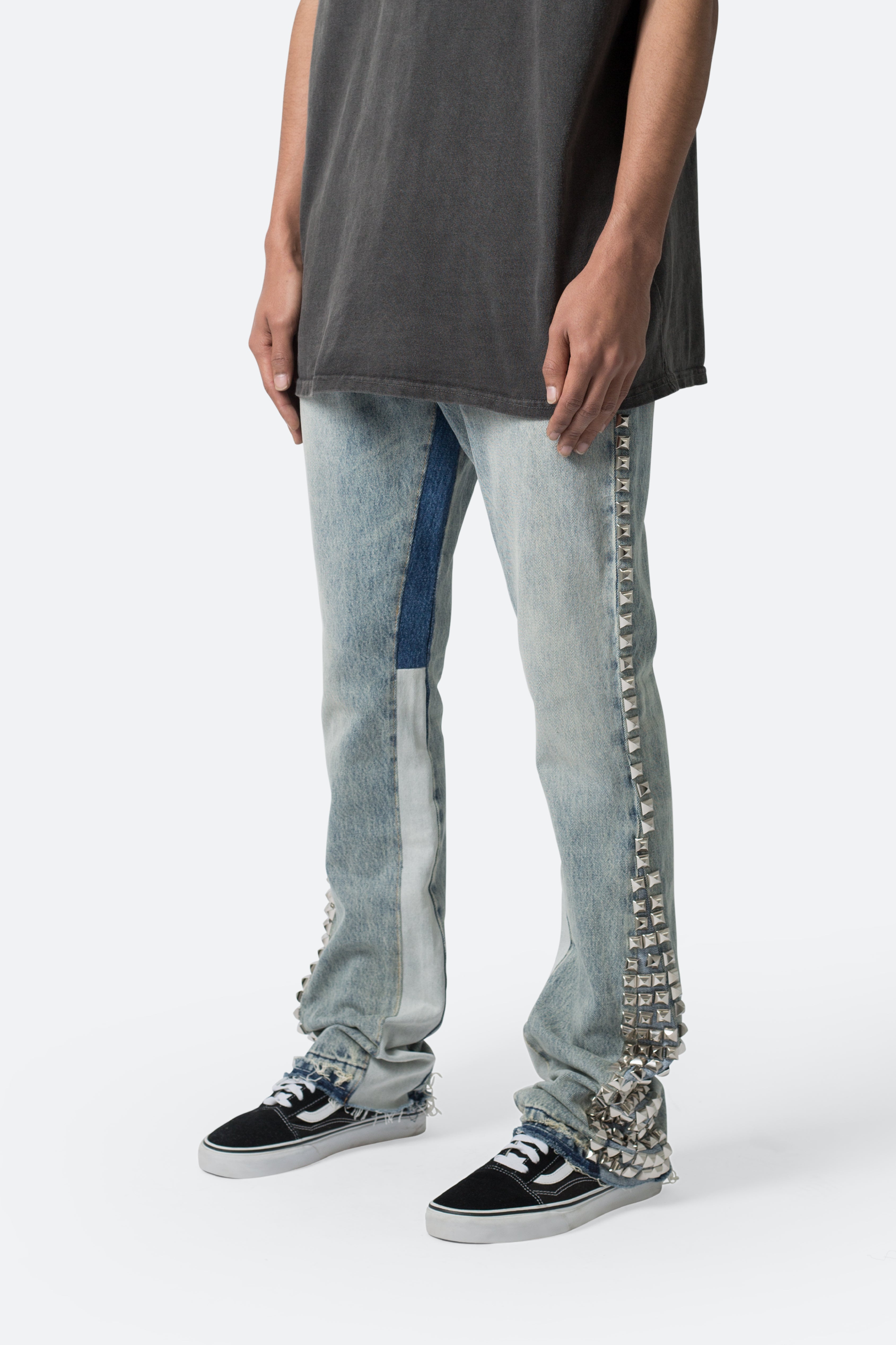 B572 Studded Flare Denim - Blue | mnml
