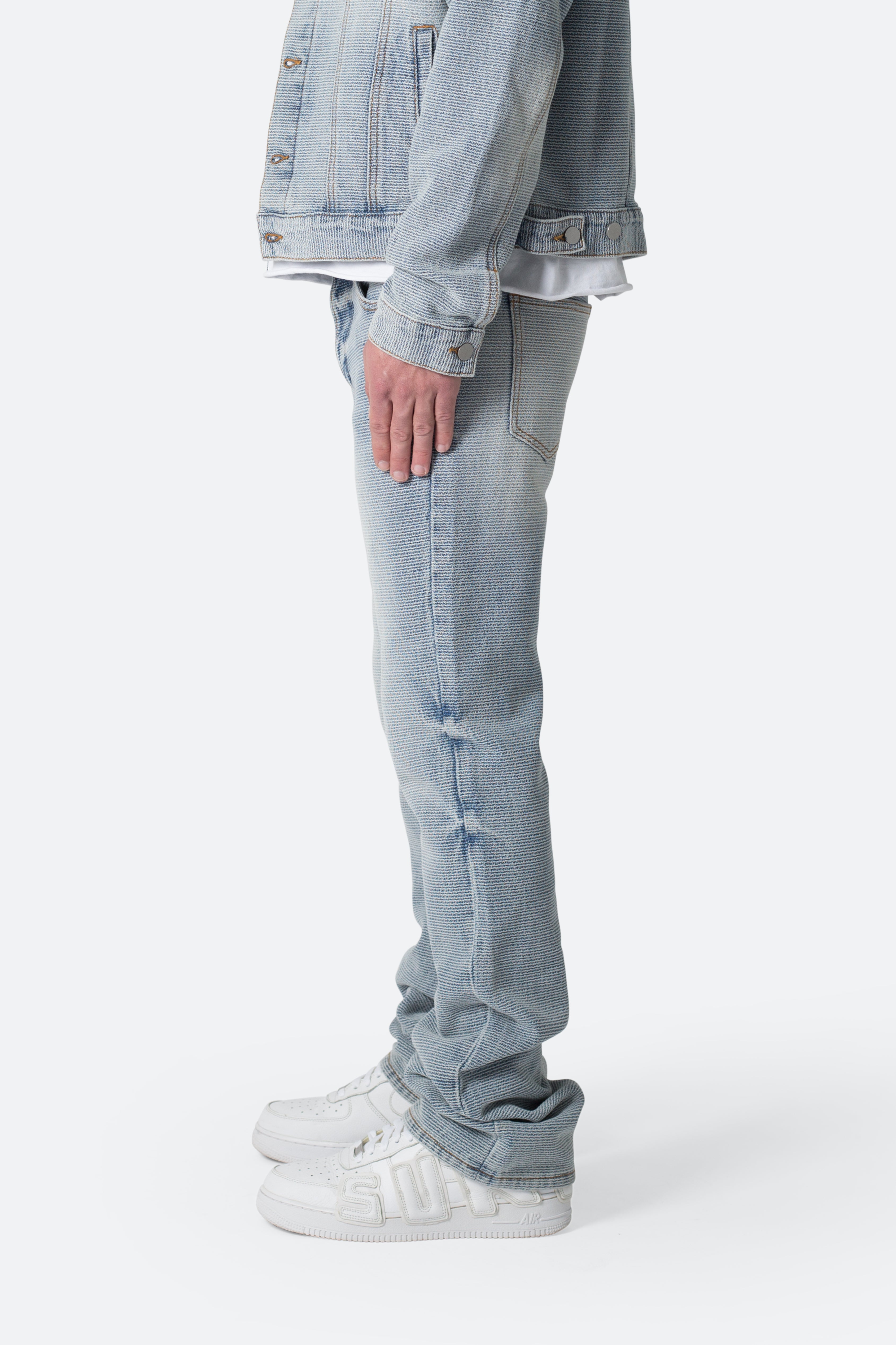 B575 Western Crosshatch Flare Denim - Blue | mnml | shop now
