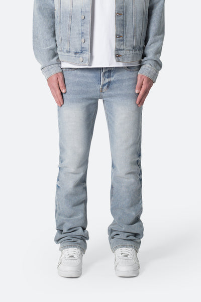 B575 Western Crosshatch Flare Denim - Blue | mnml | shop now
