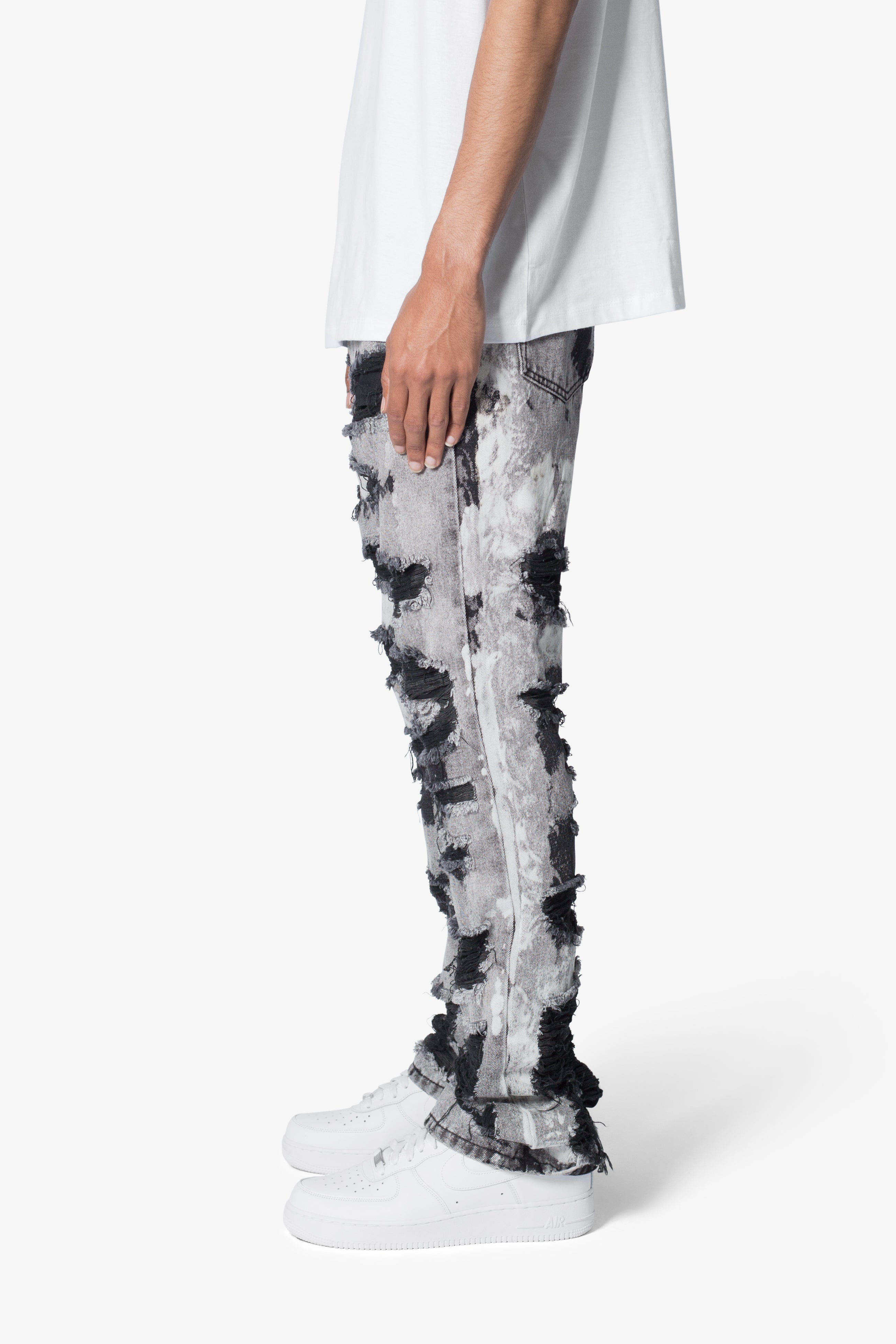 B668 Distressed Flare Denim - Light Grey | mnml | shop now