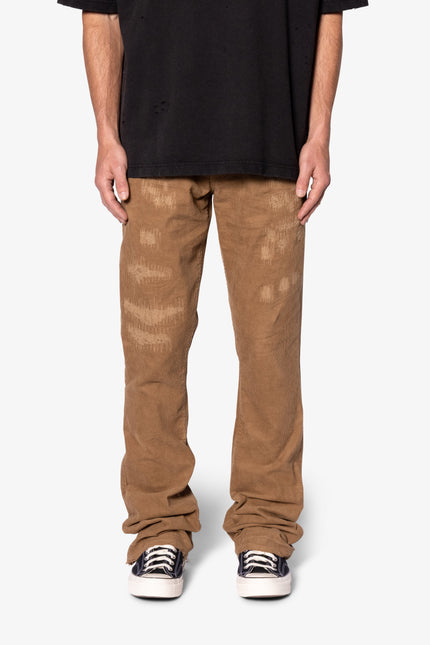 B682 Flare Corduroy Repaired Pants - Brown