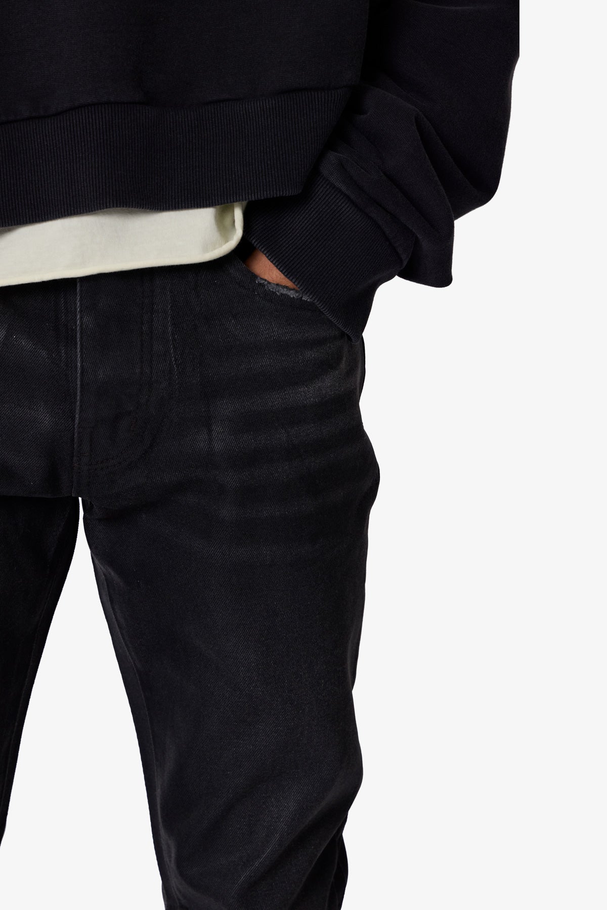 B729 Waxed Denim - Black | mnml | shop now