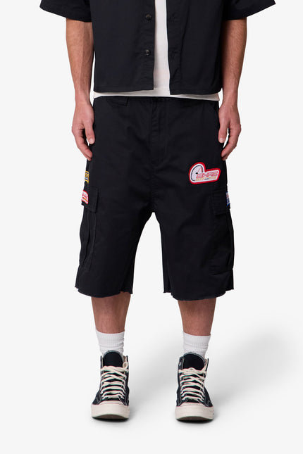 Baggy Cargo Work Shorts - Black