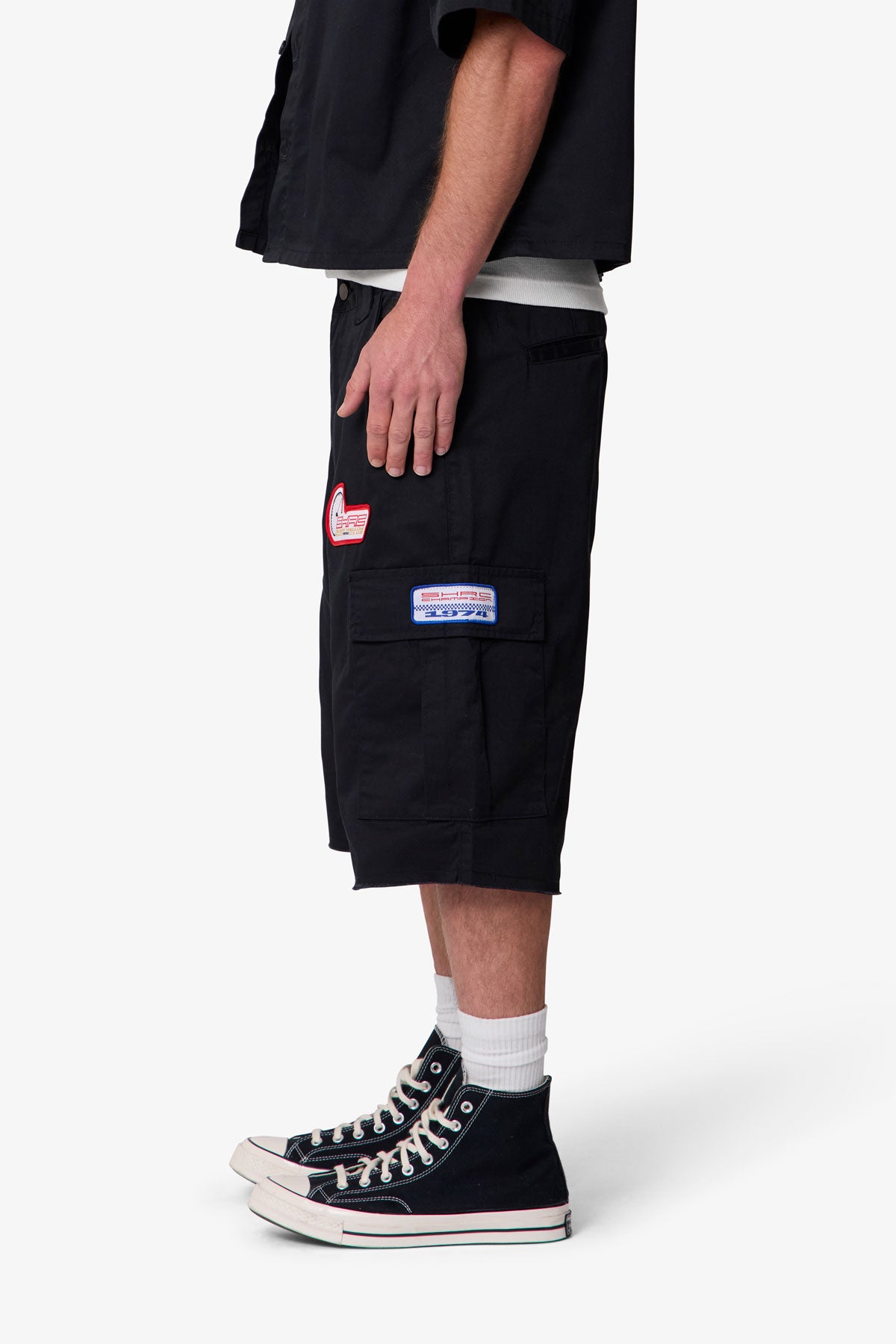 Baggy Cargo Work Shorts - Black | mnml