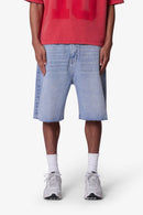Short en jean ample et coupé - Bleu clair