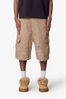 Short cargo ample et délavé - Kaki délavé