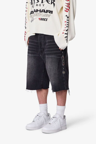 Baggy Mojave Denim Shorts - Black | mnml