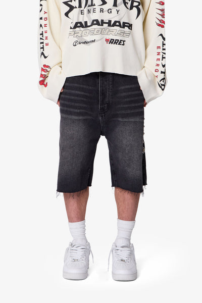 Baggy Mojave Denim Shorts - Black | mnml