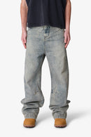 Jean ample style motard - Bleu vintage