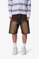 Baggy Studded Denim Shorts - Black