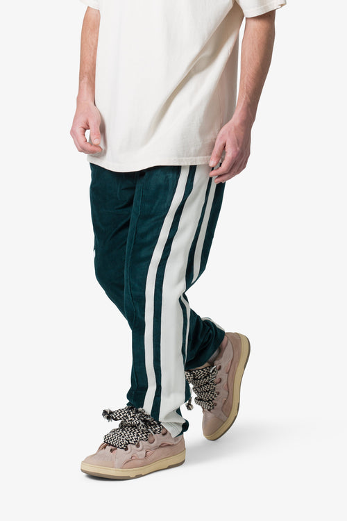 Baggy Velour Track Pants - Green