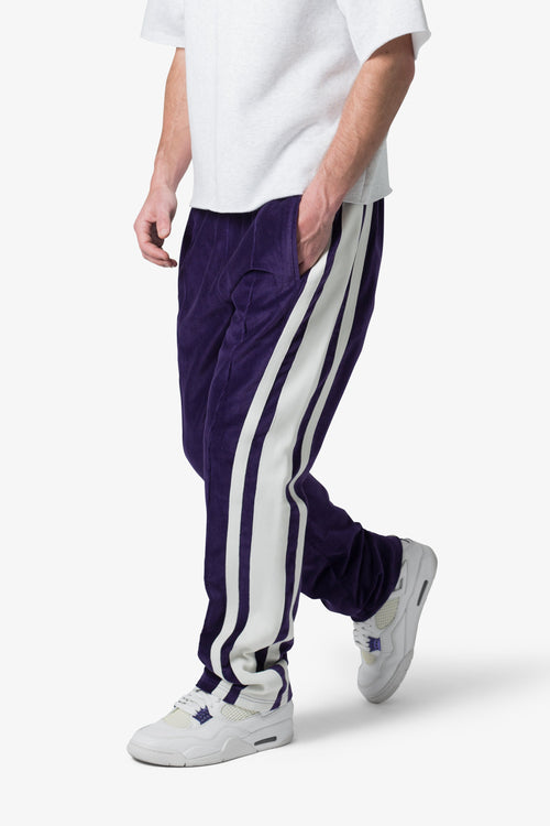 Baggy Velour Track Pants - Purple